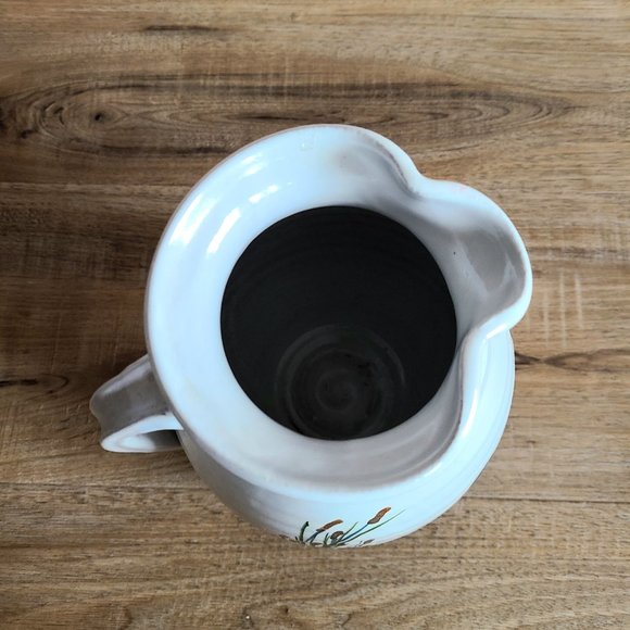 1981 hand made  hand painted ceramic pitcher with goose. Signed by John Herbon - Picture 4 of 9